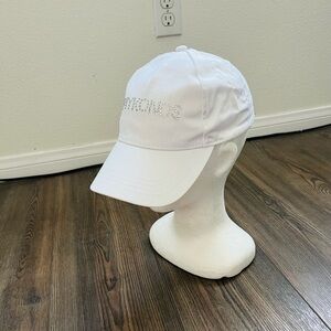 White Baseball Cap with Rhinestone Detail